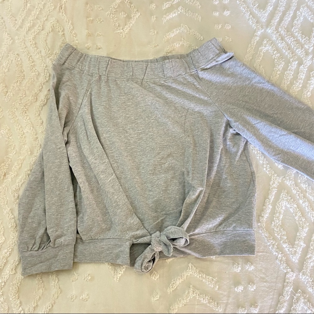 Grey off the shoulder tee